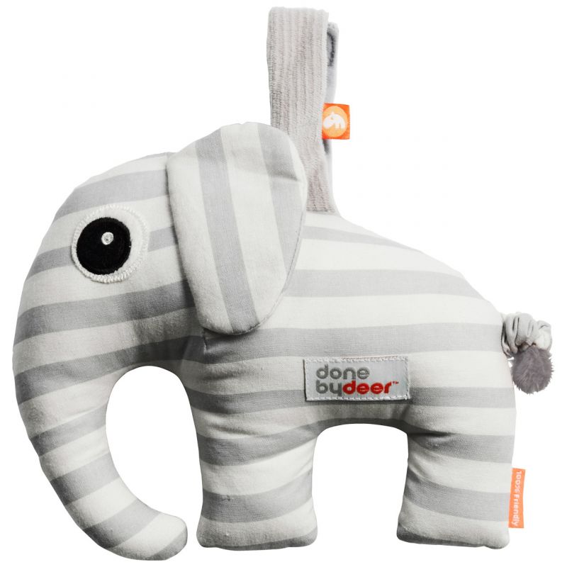 Doudou musical à suspendre Elphee l'éléphant gris (16 cm) Done by Deer