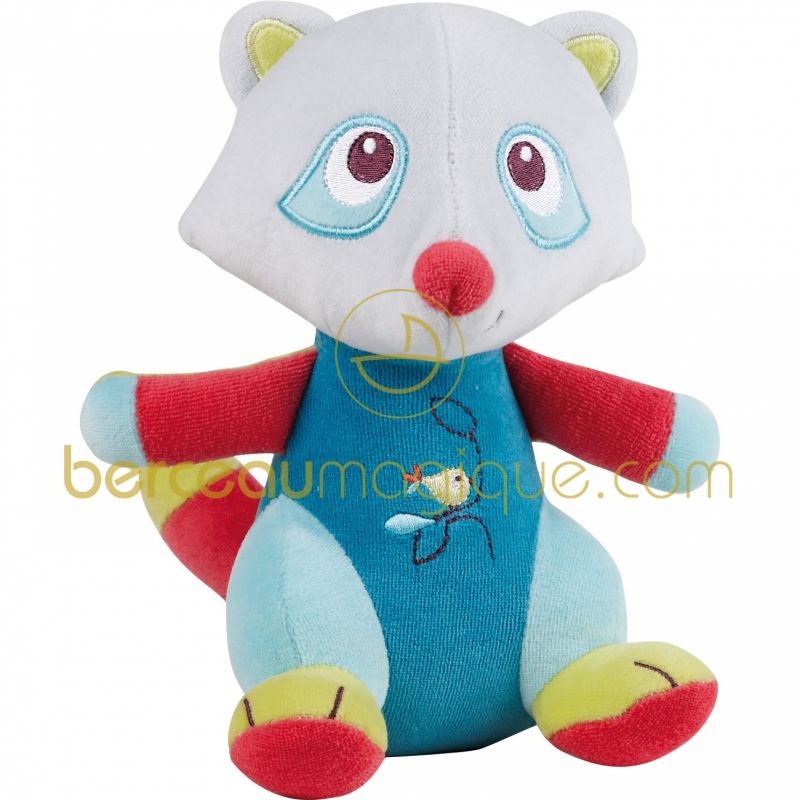 Peluche velours raton laveur Un monde de couleurs Sucre d'orge