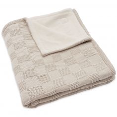 Couverture en polaire Box Knit Warm Sand (100 x 150 cm) - Jollein