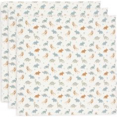 Lot de 3 langes en coton Roarsome (70 x 70 cm) - Jollein