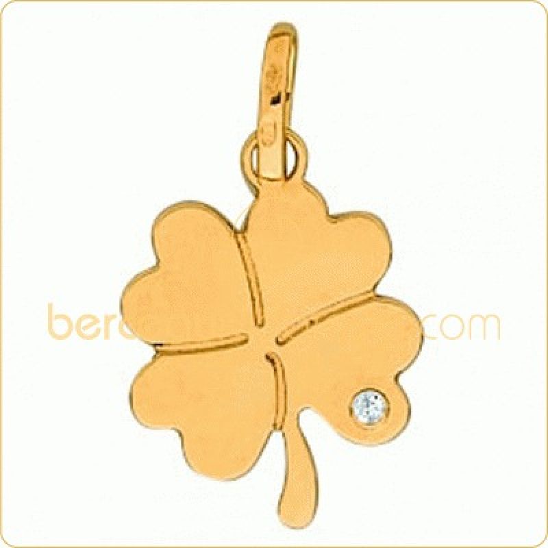 Pendentif trèfle et un diamant Berceau magique bijoux