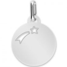 Médaille étoile filante personnalisable (or blanc 375°)  par Lucas Lucor