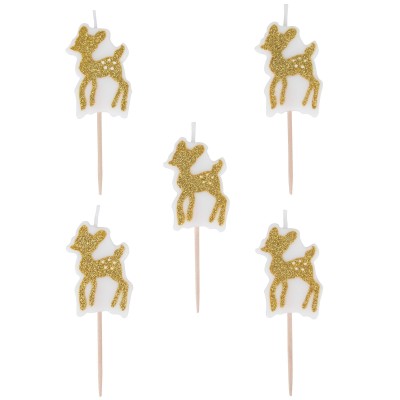 Lot de 5 bougies faon doré