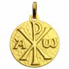 Médaille ronde Monogramme du Christ 18 mm (or jaune 750°) - Premiers Bijoux