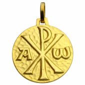 Médaille ronde Monogramme du Christ 18 mm (or jaune 750°)