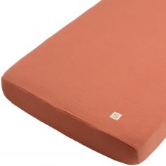 Drap housse en mousseline de coton Terracotta (70 x 140 cm) - Sauthon