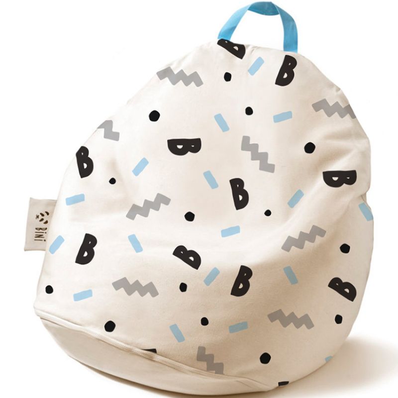 Pouf géant Double B bleu et noir poignée bleue (80 x 110 cm) BINI