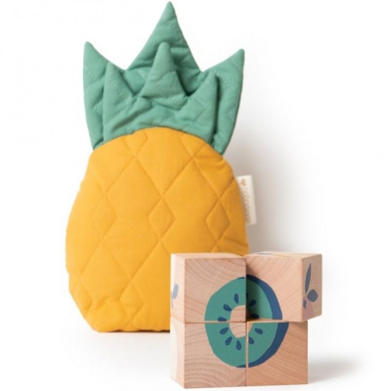 Puzzle cubes en bois Fruits (4 cubes) Nobodinoz