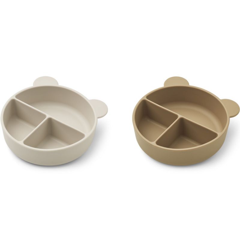 Lot de 2 bols à compartiments Connie Sandy Oat mix - Reconditionné Liewood