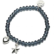 Bracelet Charm perles bleues charm duo étoile et coeur  par Proud MaMa