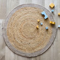 Tapis rond Yhuki en jute et laine Taupe (140 cm)