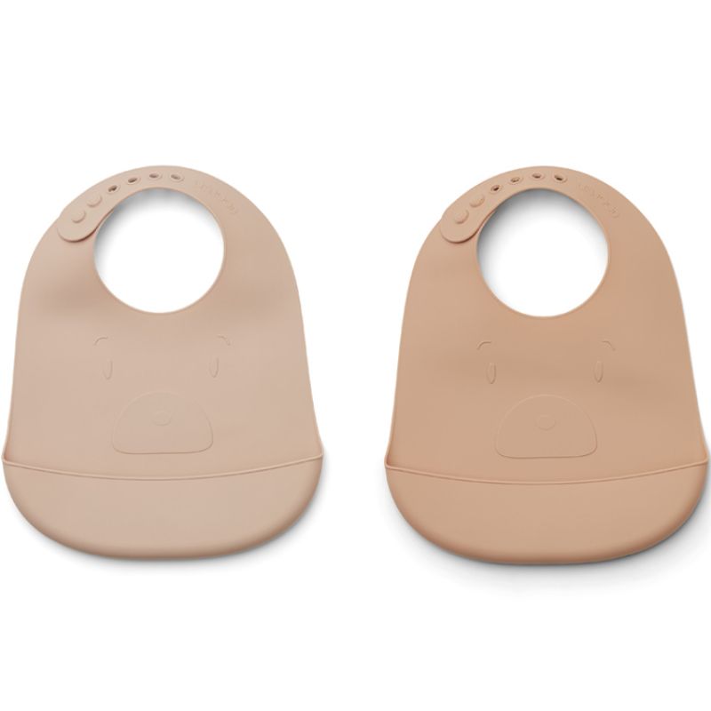 Lot de 2 bavoirs à poche Tilda Mr Bear rose mix Liewood