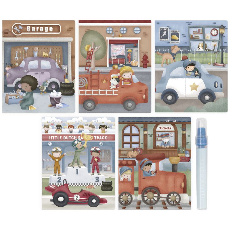 Cahier de coloriage à l'eau Jim Véhicules Little Dutch Produit 4