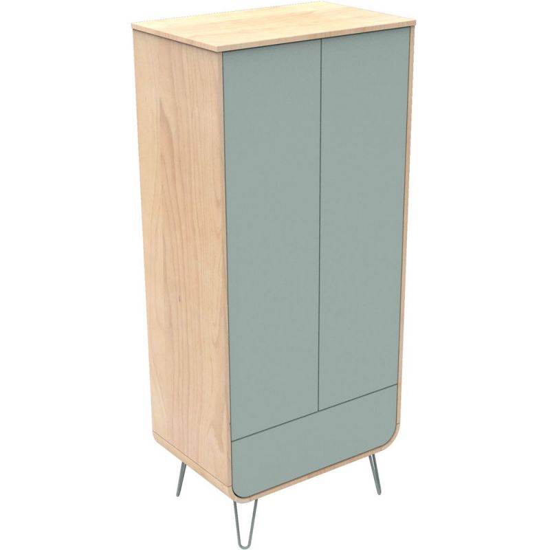 Armoire 2 portes et 1 tiroir Bambin bleu-bois pieds fil bleu Sauthon Original