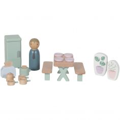 Cuisine et accessoires en bois pour maison de poupées