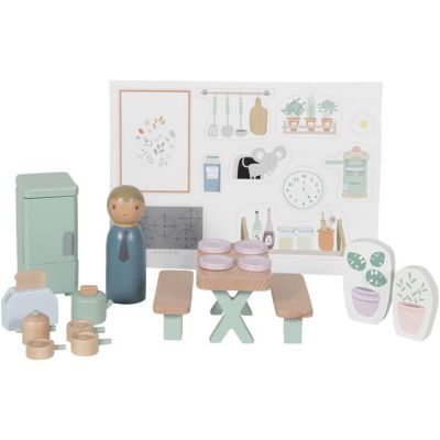 Cuisine et accessoires en bois pour maison de poupées Little Dutch