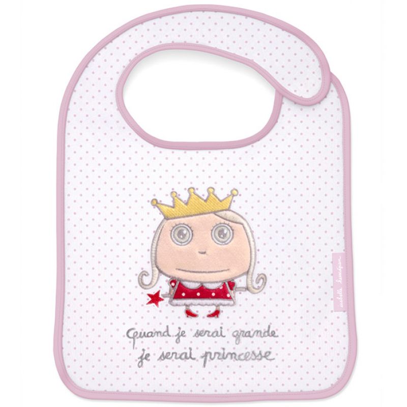 Bavoir à velcro Quand je serai grande je serai princesse Isabelle Kessedjian