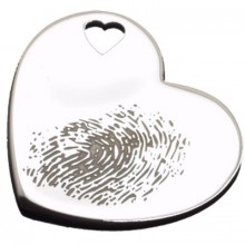 Pendentif empreinte coeur trou coeur avec mousqueton (or blanc 750°)   par Les Empreintes