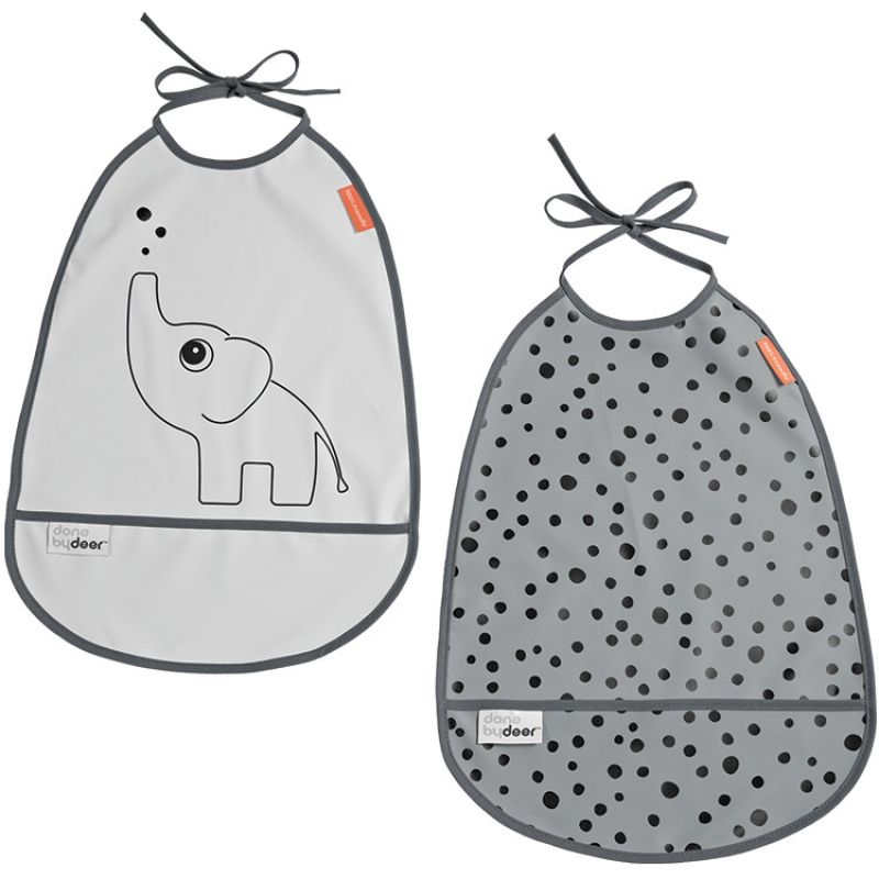 Lot de 2 bavoirs imperméables à poche Elphee gris Done by Deer