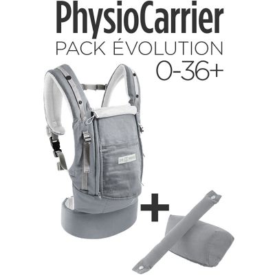 Pack Evolution porte bébé PhysioCarrier gris + booster nouveau-né