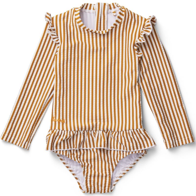 Maillot de bain manches longues Sille stripe mustard white (1-2 ans) Liewood