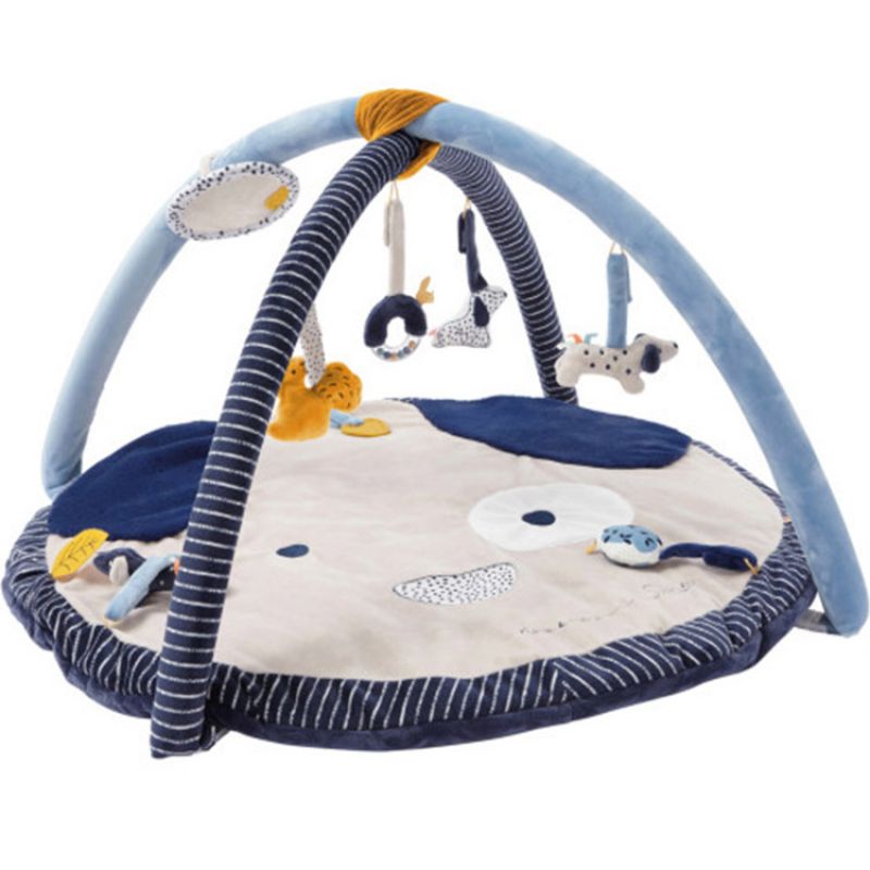 Tapis d'éveil en veloudoux avec arches Aston & Jack chien bleu (90 cm) Noukie's