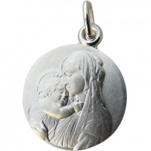 Médaille ronde Vierge Botticelli relief 18 mm (argent 925°)  par Martineau