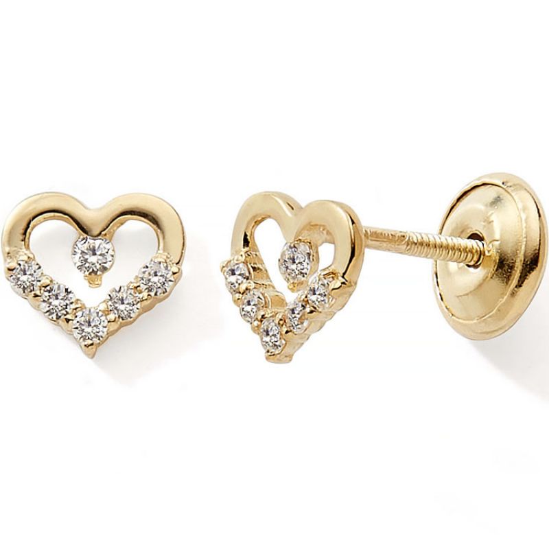 Boucles d'oreilles Coeur zirconium (or jaune 375°) Baby bijoux