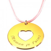 Pendentif sur cordon Message du coeur (plaqué or jaune)  par Petits trésors