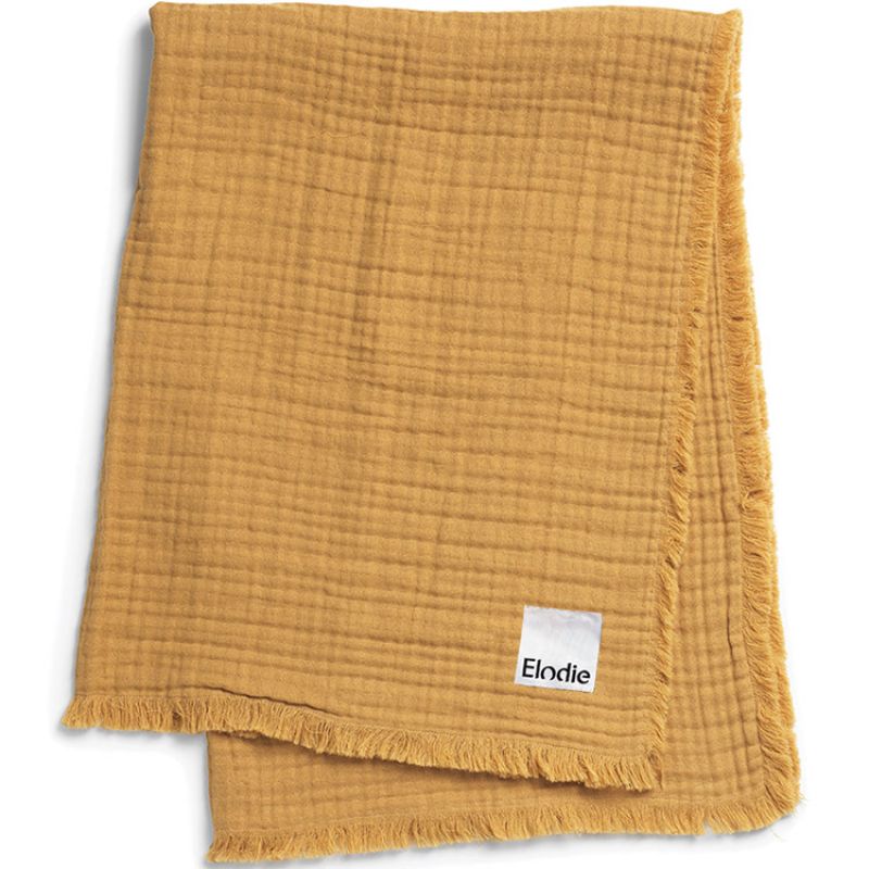 Couverture en coton froissé jaune Gold (70 x 100 cm) Elodie Details