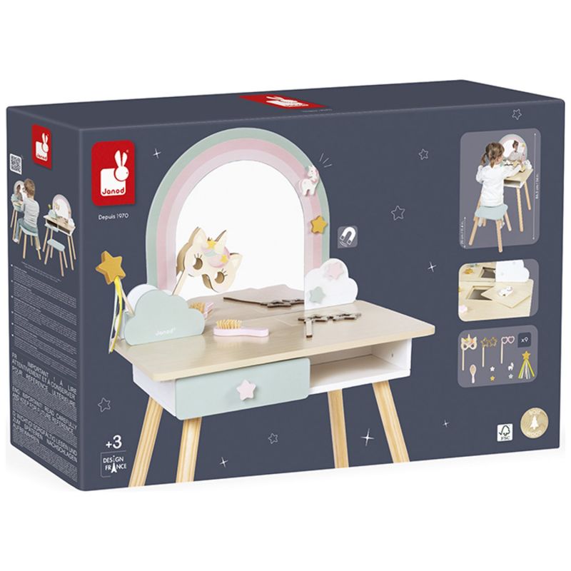 Coiffeuse en bois Licorne et accessoires Janod Packaging 9