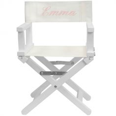 Fauteuil metteur en scène rose clair pieds blancs (personnalisable) - ANVIE