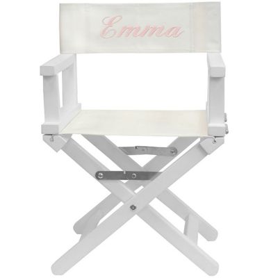 fauteuil metteur en scène rose clair pieds blancs (personnalisable)