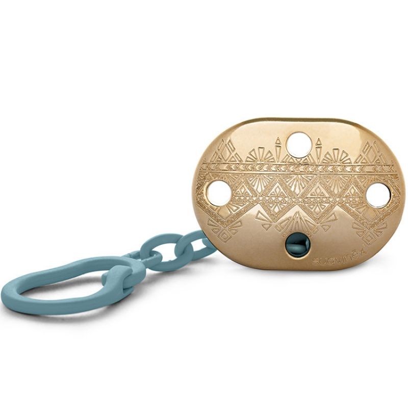 Attache sucette Couture Ethnic bleu et doré Suavinex