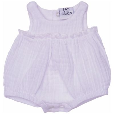 Barboteuse froufrou pour poupée en gaze de coton blanc