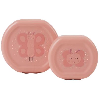 Lot de 2 boîtes à goûter à clip Mrs. Butterfly (0,3 L) Trixie