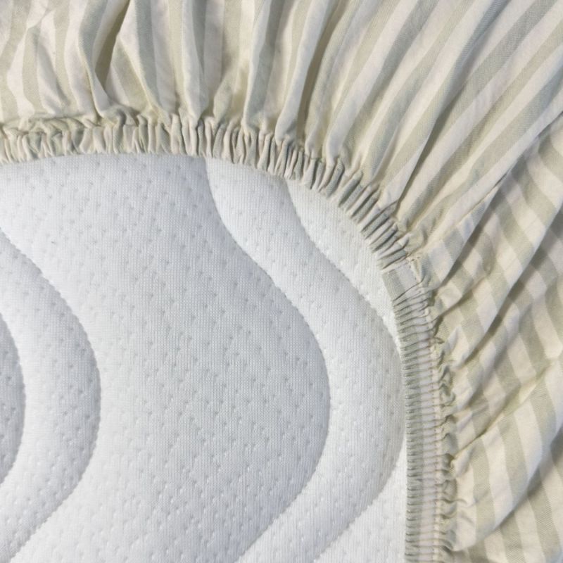 Drap housse en percale de coton Rayé Tilleul (80 x 160 cm) Kadolis Produit 3