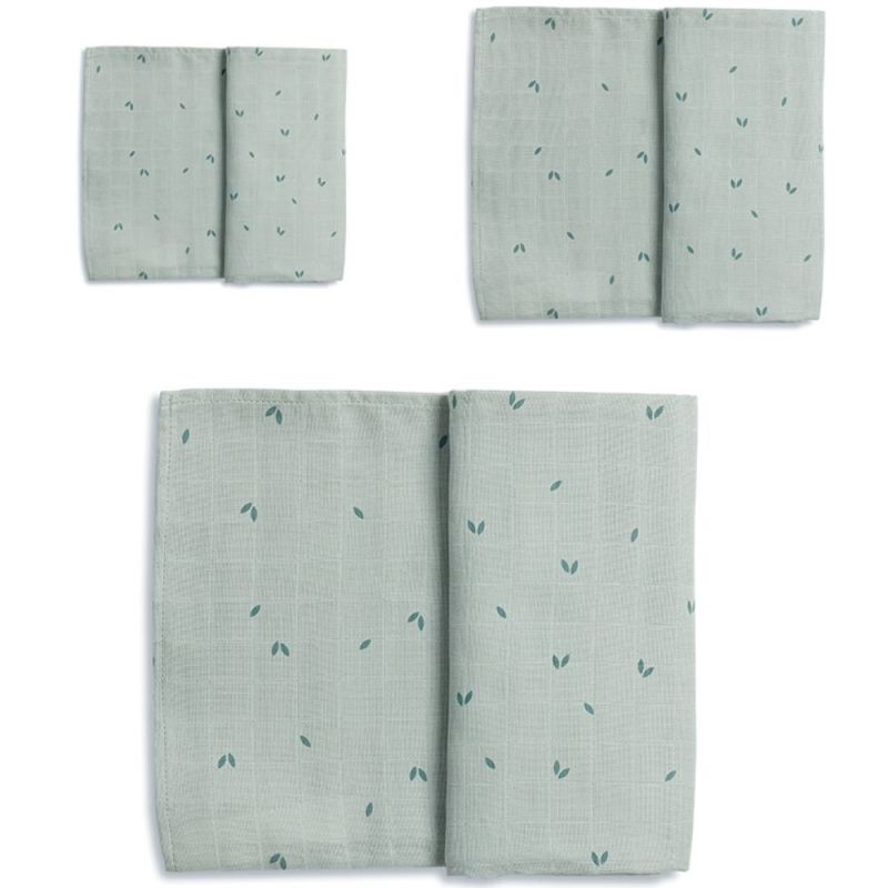 Lot 3 langes en mousseline de coton bio Organic Green (3 tailles) Gloop !