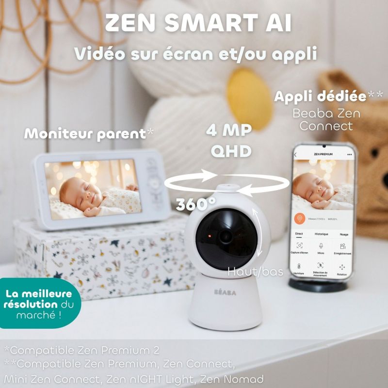 Ecoute bébé Vidéo Zen Smart AI Blanc Béaba Ambiance 7