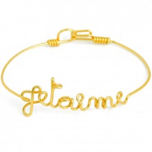 Bracelet Je t'aime en fil Gold-filled or jaune 585° (14 cm)  par Hava et ses secrets
