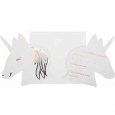 Lot de 8 invitations et enveloppes Licorne - Arty Fêtes Factory