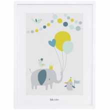 Affiche encadrée éléphant ballon garçon Animals party by Sarah Betz (30 x 40 cm)  par Lilipinso