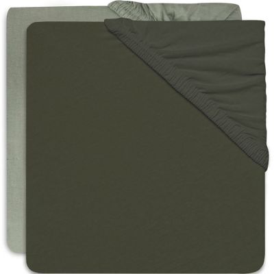Lot de 2 draps housses vert clair et vert foncé (60 x 120 cm)