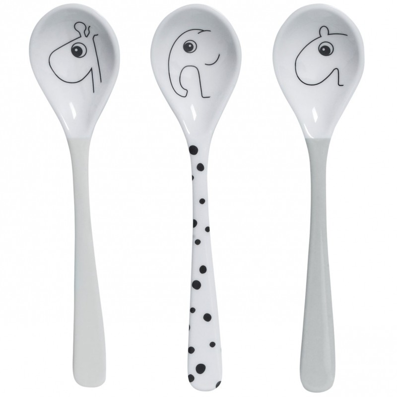 Lot de 3 cuillères Yummy Happy dots gris Done by Deer