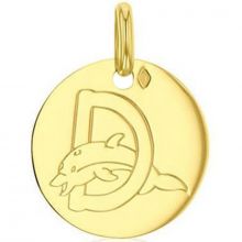 Médaille D comme dauphin personnalisable (or jaune 750°)  par Maison Augis