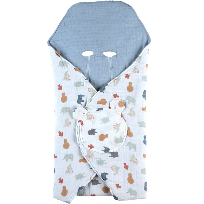 Couverture nomade en mousseline de coton bio Jungle Noukie's
