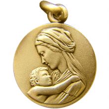 Médaille Vierge enfant tendresse (plaqué or)  par Martineau