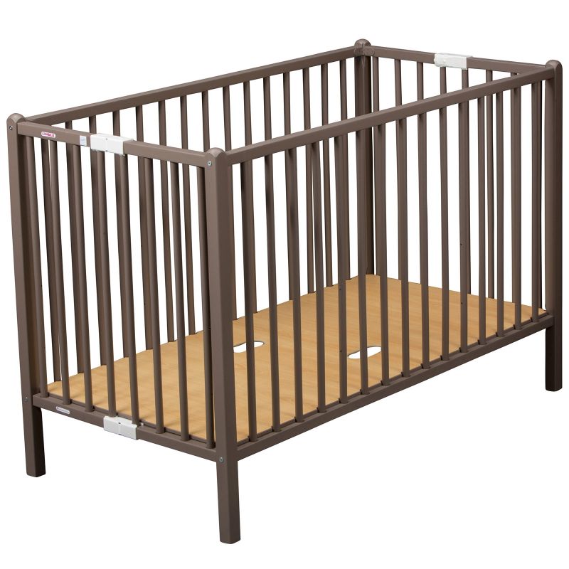 Lit extra pliant à barreaux Roméo en bois massif laqué taupe (60 x 120 cm) Combelle