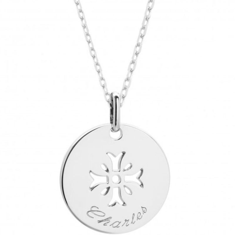 Collier Croix Mimosa (argent 925°) Petits trésors