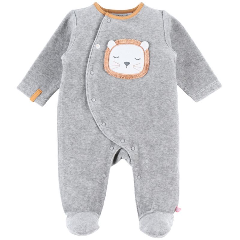 Pyjama chaud Babou & Kendi en velours gris (3 mois) Noukie's Produit 1 grande taille